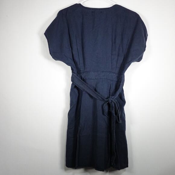 New Quince Vintage Wash Tencel Button Front Dress Lyocell Midnight Blue XS 3965K - Picture 9 of 9